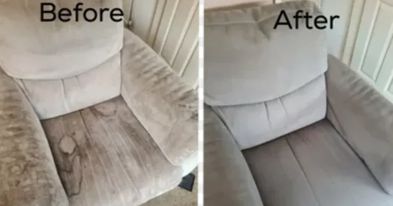before and after photo of a recliner